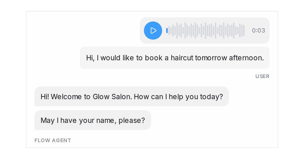 Test your Flow Agent with your voice in the Playground