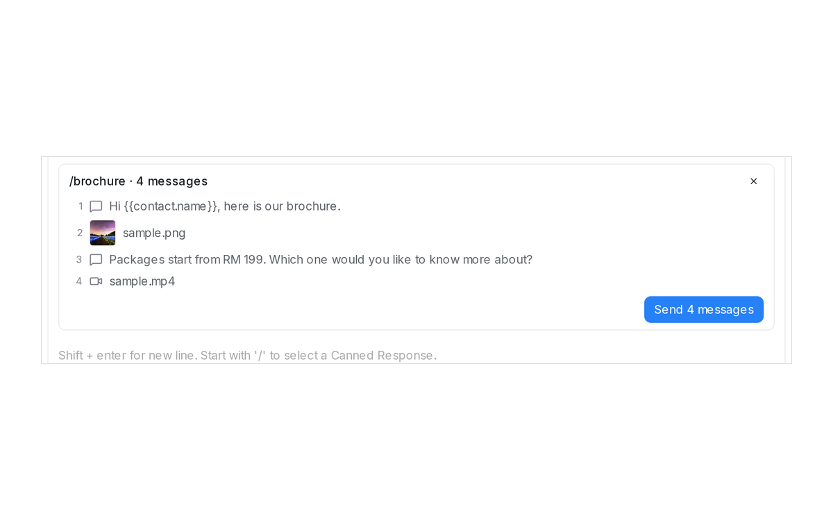 Customers keep asking for the brochure, the price list and a video. Why is your team still sending them one file at a time?
